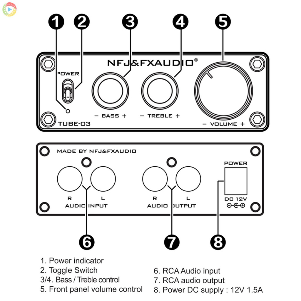 RCA Bộ Khuếch Đại Âm Thanh Fx-Audio Tube-03 6k4