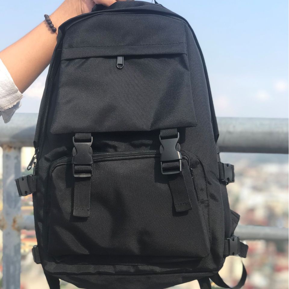 Balo ULLZANG basic BL220, balo thời trang vải oxford, nhiều ngăn có khóa nhựa song long