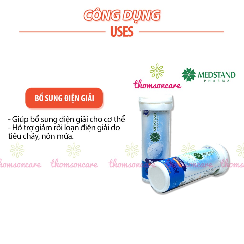 Viên sủi bù nước và chất điện giải Oresol Medstand - dùng sau khi chơi thể thao, bị sốt, mất nước - Tuýp 10 viên