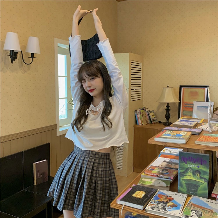 Áo Thun Nữ Dài Tay Cổ Tròn In Hình Trái Tim Thời Trang Hàn