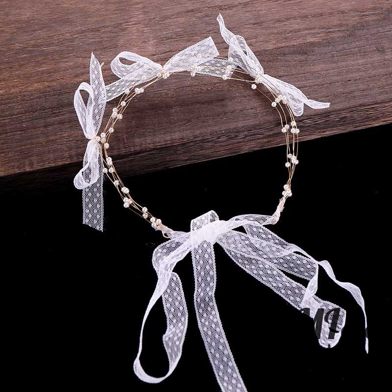 Set cài tóc + đôi bông tai dáng dài thắt nơ đính ngọc trai giả xinh xắn cho nữ