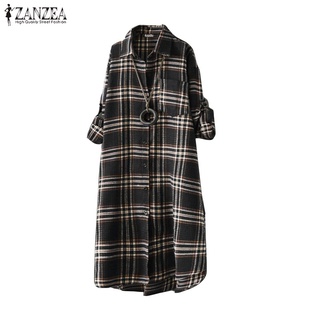 Zanzea Nữ Kẻ Sọc Nút Xuống Plus Size Áo Rời