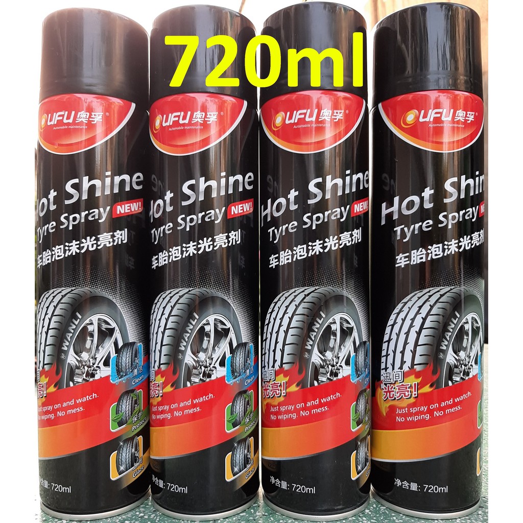 Chai Xịt Đánh Bóng Làm Sạch Lốp Xe, Bảo Vệ Vỏ Lốp Xe HOT SHINE 720ml