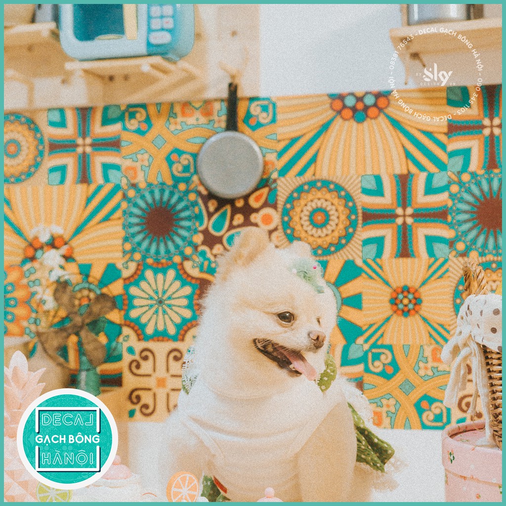 Decal gạch bông Set INDIA dạng cuộn dài 60x165xcm/set có custom size. chống nước, siêu bền, nhanh gọn