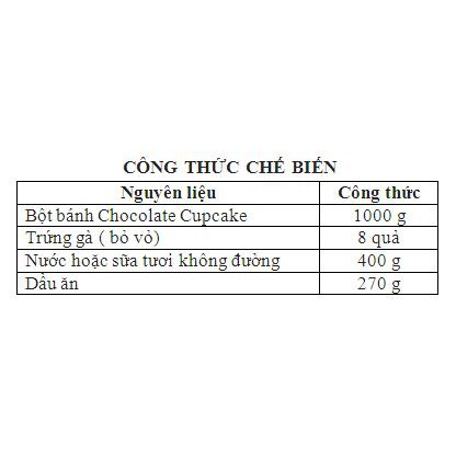 Bột Trộn Sẵn Bánh Cupcake Chocolate 1Kg