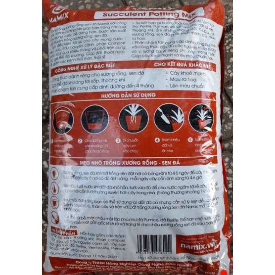 Đất trộn sẵn trồng sen đá, xương rồng cao cấp, giá rẻ, đất Namix.