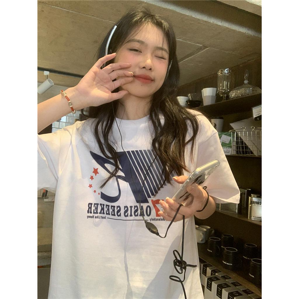 「 WELOVE1 」Áo Thun Tay Ngắn Cổ Tròn In Họa Tiết Thời Trang Mùa Hè Cho Nữ