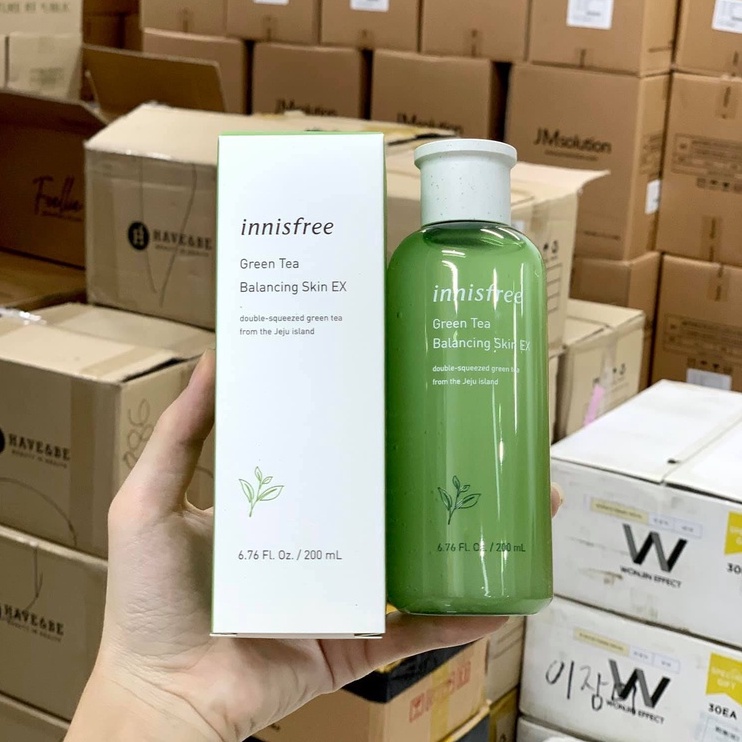 Nước Hoa Hồng Innisfree Trà Xanh Green Tea Balancing Skin EX 200ML - TONER GIẢM MỤN, KIỀM DẦU