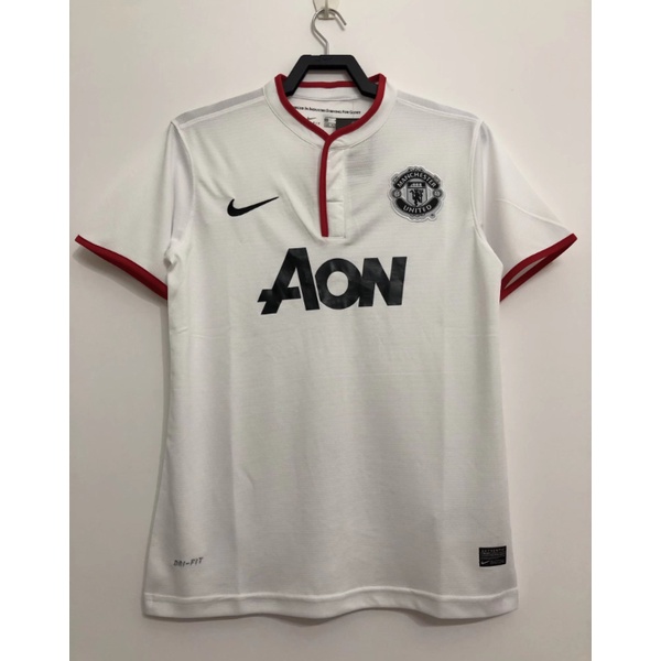 Áo Thun Thể Thao Tay Ngắn Màu Trắng Phong Cách Retro 2013 / 2014 Manchester United
