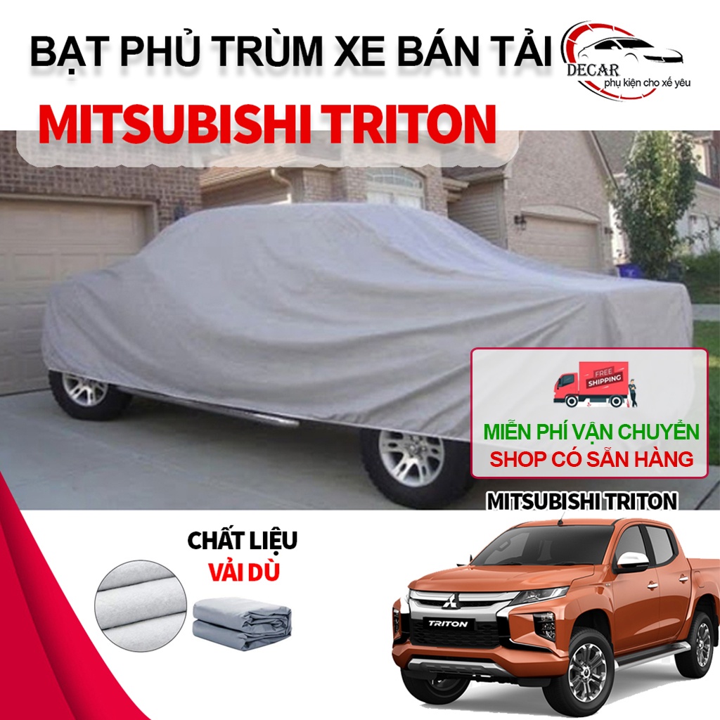 Bạt phủ trùm xe bán tải mitsubishi triton chất liệu vải dù cao cấp, áo mưa xe 4 chỗ bán tải chống nóng, nắng, mưa