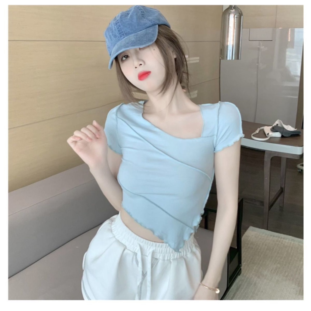 Áo Croptop Cổ Tròn Thời Trang Mùa Hè Dành Cho Nữ