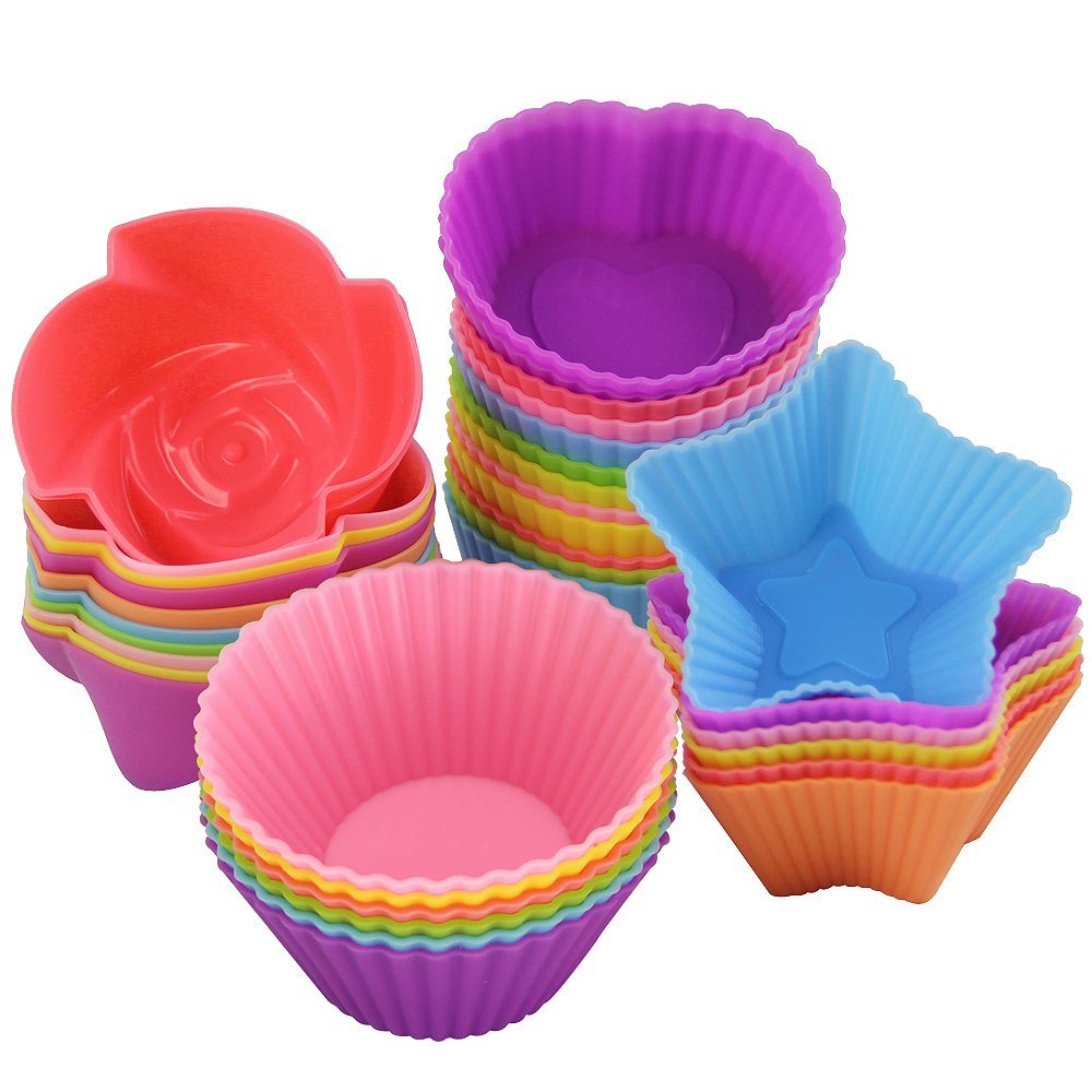 Khuôn bánh Muffin cupcake silicon cups trái tim, tròn, ngôi sao chịu nhiệt cao 240oC, dùng trong lò nướng