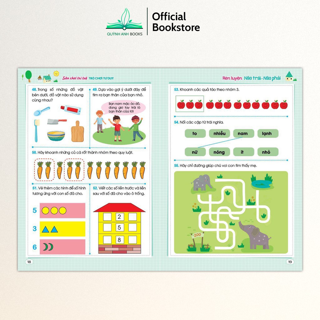 Sách - Sân chơi trí tuệ trò chơi tư duy rèn luyện não trái não phải dành cho trẻ từ 3-6 tuổi  - NPH ID books