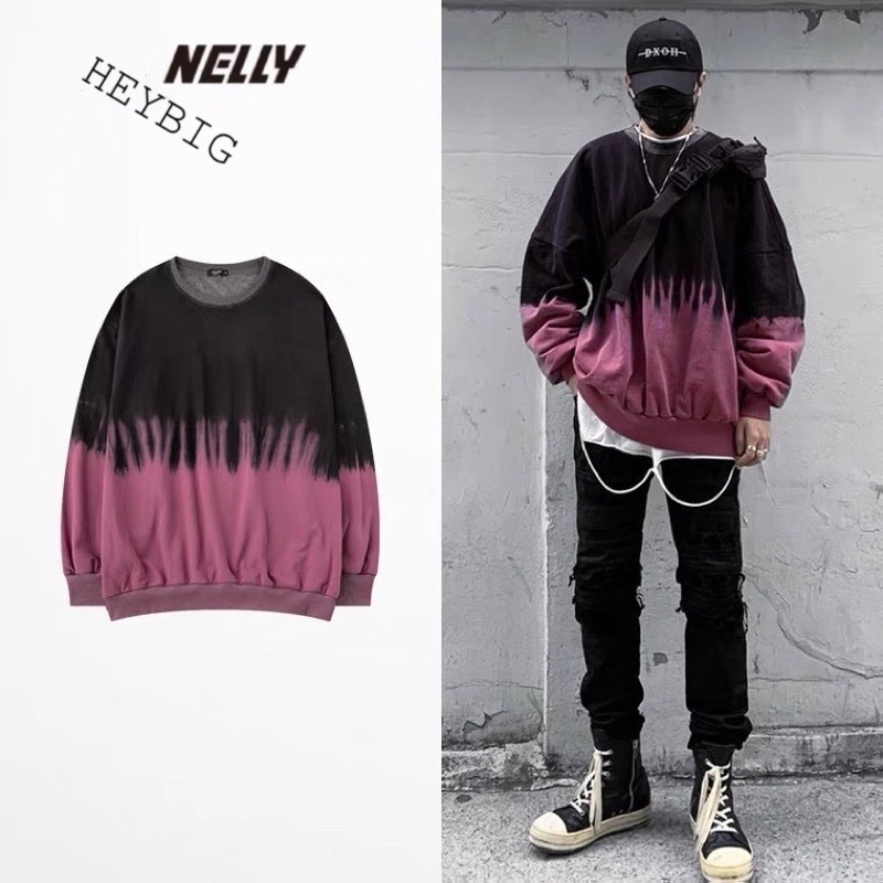 Áo sweater nỉ bông loang nelly dáng unisex form rộng 55 24 50