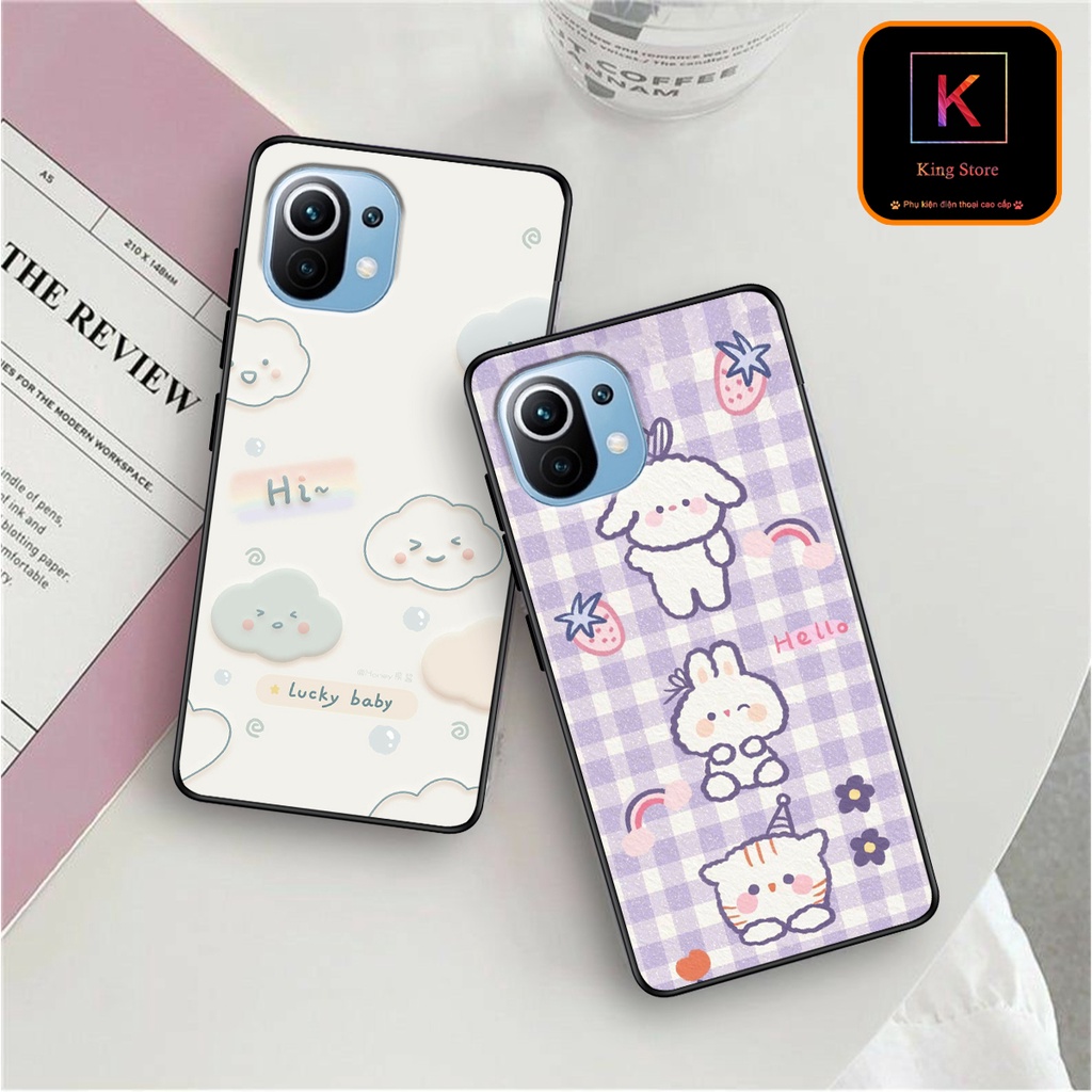 Ốp lưng Xiaomi Mi 11 Lite - Mi 11 Lite 5G - Mi 11 Lite 5G NE - Ốp in hình gấu &amp; thỏ đang yêu - Lưng nhám viền TPU