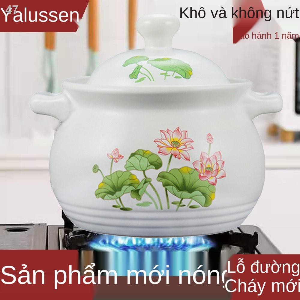 JNồi hầm canh bếp ga gia đình ngọn lửa hở chịu nhiệt độ cao đất nung dung tích lớn đá kiểu cổ