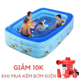 Hồ bơi cho bé 3 tầng kích thước 1m5 phao bơi cỡ lớn đáy 2 lớp chống trượt
