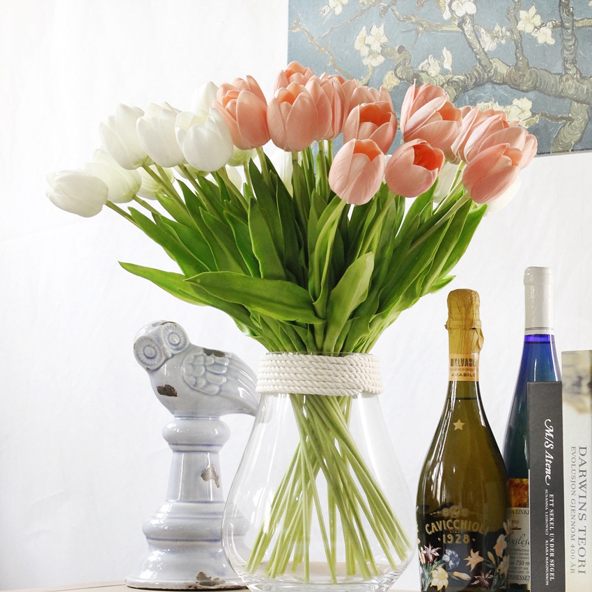 Hoa Tulip Giả Giống Thật 35cm Nhiều Màu Trang Trí Nhà Cửa, phụ kiện chụp ảnh, hoa cưới sang trọng