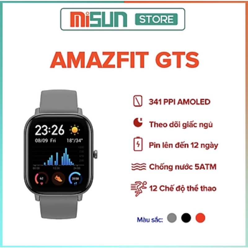 Đồng Hồ Thông Minh Theo Dõi Vận Động Theo Dõi Sức Khỏe Xiaomi Huami Amazfit GTS - Hàng Chính Hãng-Xám-New