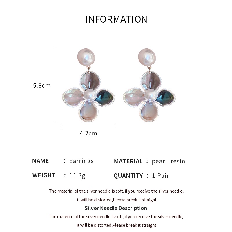 DREJEW Bông Tai Hình Hoa Bằng Acrylic Đính Ngọc Trai Thời Trang Xinh Xắn Cho Nữ