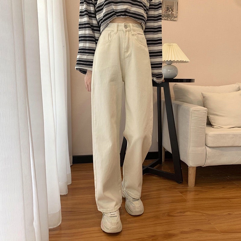 Quần Jean Nam Nữ Unisex Lưng Cao Phom Rộng Phong Cách Ulzzang Hàn Quốc Basic Năng Động Chất Loại 1