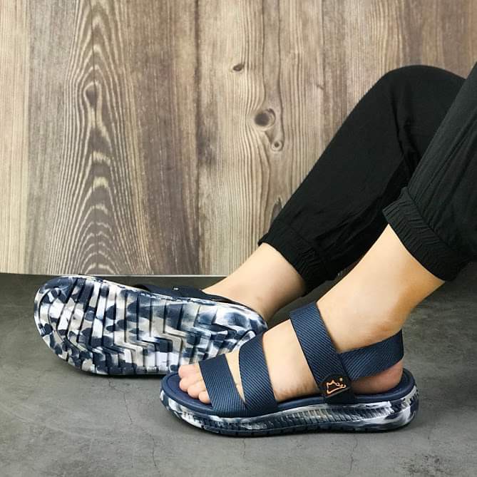 Giày sandal nam nữ FACOTA camo xanh navy quai dù, đi học [Freeship]