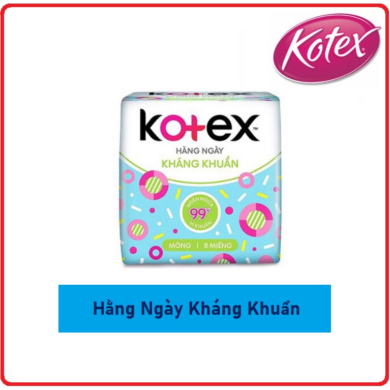 Băng Vệ Sinh KOTEX Hằng Ngày Kháng Khuẩn Gói 8 Miếng & 20 Miếng & 40 Miếng