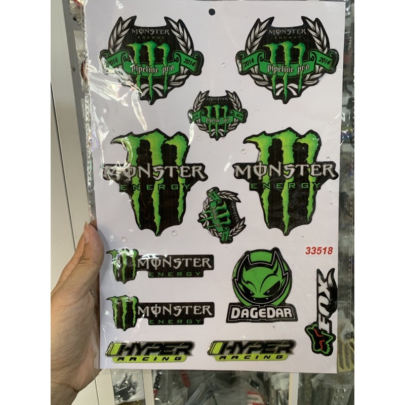 Tem nổi dán xe Monster energy