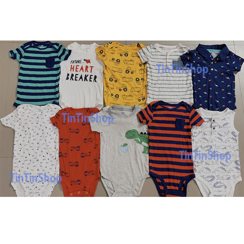 Sét 5 Bodysuit  Body chip cộc tay xuất dư xịn bé trai bé gái từ 0 đến 24 tháng (giao màu ngẫu nhiên phân biệt trai gái)