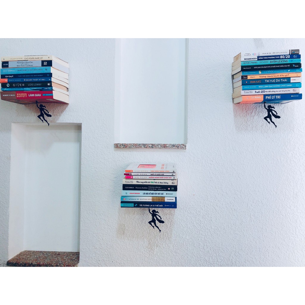 Kệ Giá Sách Mini Treo Tường Trang Trí Đa Năng Có Sticker Siêu Anh Hùng Decor Phòng Đọc Sách, Phòng Khách, Phòng Làm Việc