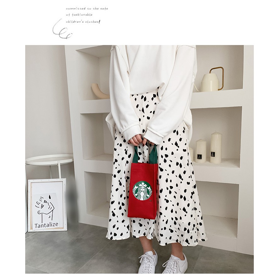 Túi Vải Canvas Đựng Bình Nước Giữ Nhiệt Hình Logo Starbucks Độc Đáo