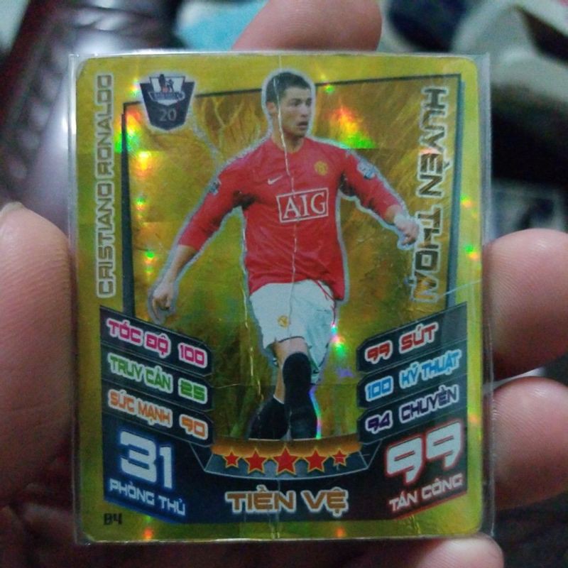 [Siêu hiếm] Thẻ cầu thủ Ronaldo CR7 huyền thoại MU lấp lánh cũ - Match Attax Poca 12/13