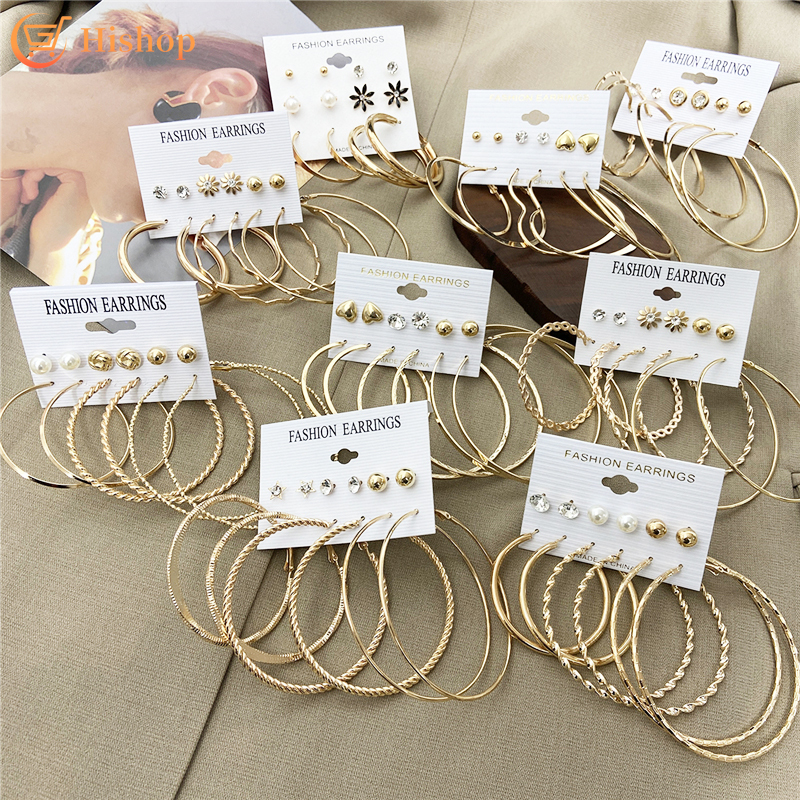 Set Khuyên Tai Đính Đá / Ngọc Trai Phong Cách Cổ Điển Dành Cho Nữ