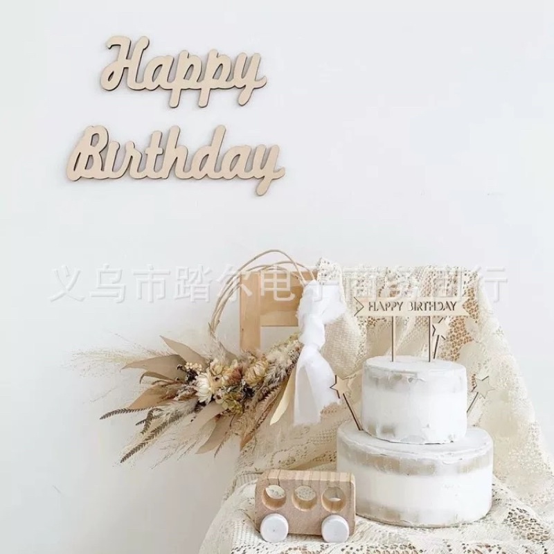 Chữ gỗ sinh nhật Happy Birthday hoặc Happy 100days phong cách Hàn Quốc