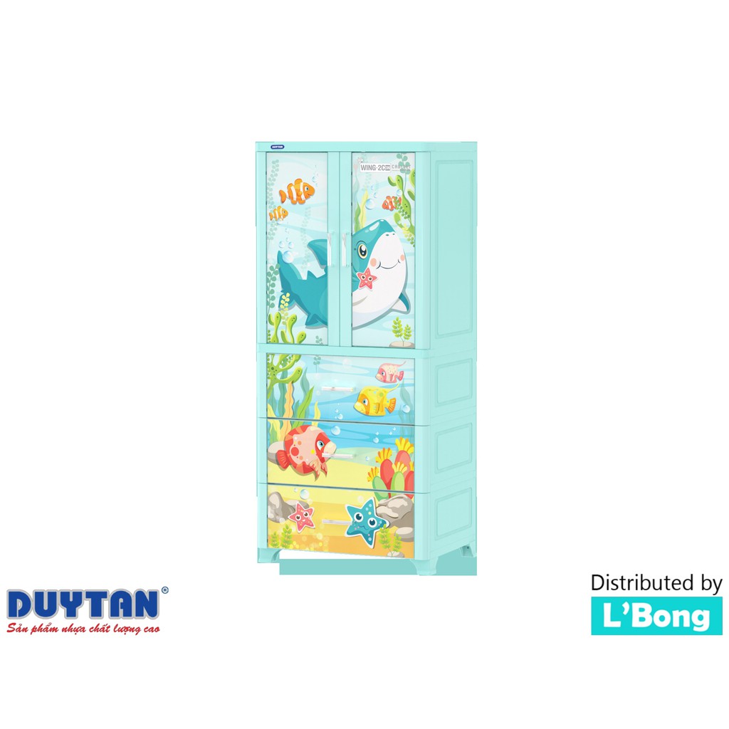 Tủ nhựa Duy Tân Wing 2C-3N - Có móc treo quần áo (70 x 50 x 160 cm)