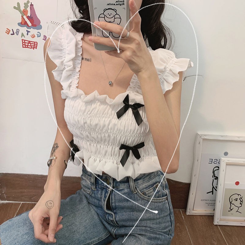 Áo Hai Dây Đính Nơ Thời Trang Nữ Tính