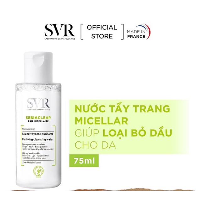 Nước Tẩy Trang SVR PHYSIOPURE Eau Micellaire (200ml, 75ml) - Nước Tẩy Trang Cho Da Dâu  SVR PHYSIOPURE Eau Micellaire