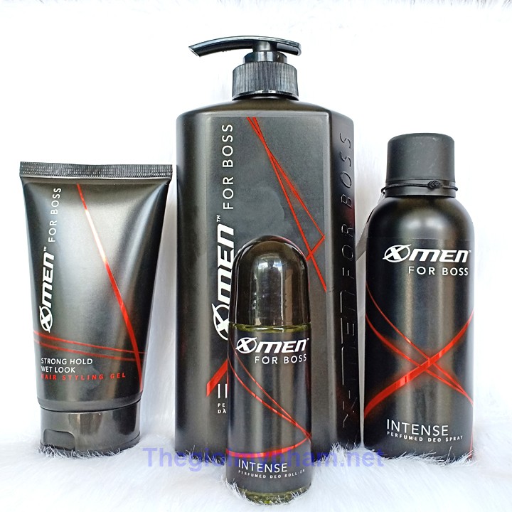 Combo Gội 650g+Xịt 150ml+Lăn 50ml+Gel 150g Xmen For Boss Intense