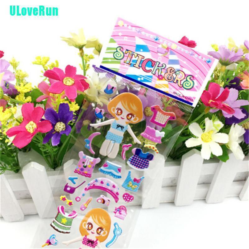Set 5 Tấm Sticker 3D Dán Trang Phục Cho Bé Gái