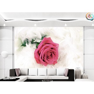 Tranh dán tường HOA hồng 3D - vải lụa phủ kim sa (Kích thước theo yêu cầu)