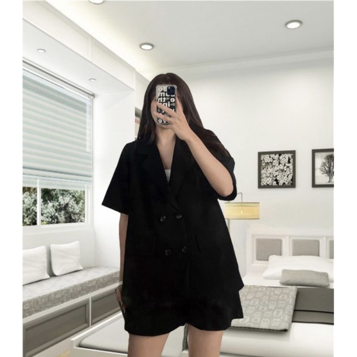 Áo Khoác Blazer Kèm Quần Short Kaki, Sét Bộ Vest 4 Cúc Nhiều Màu