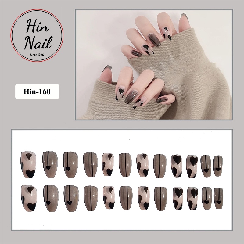 Móng Tay Giả Hin Nail Họa Tiết Trái Tim Nổi Bật