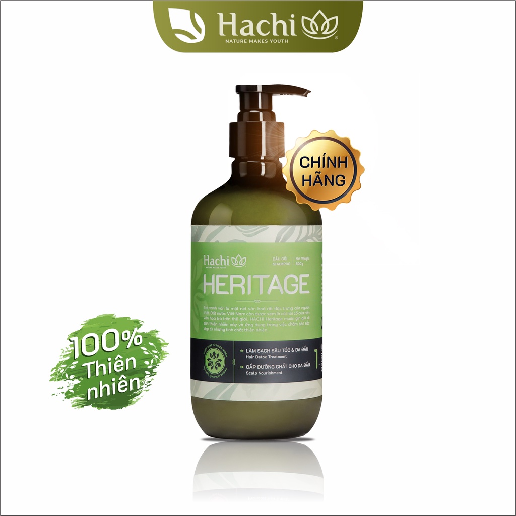 Dầu gội cao cấp HACHI VIETNAM ®  Heritage 500g cho tóc dầu (xanh lá)