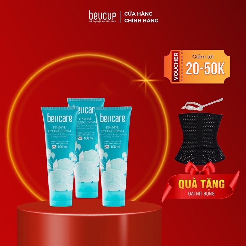 Combo 3 chai dung dịch vệ sinh phụ nữ BeUcare 100ml hương bạc hà, làm sạch dịu nhẹ, an toàn cho da