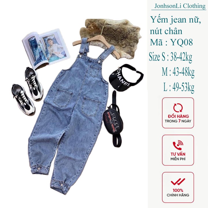 Yếm jean dài nữ JL JohnsonLi   – yếm bò ulzzang phong cách hàn quốc LB08