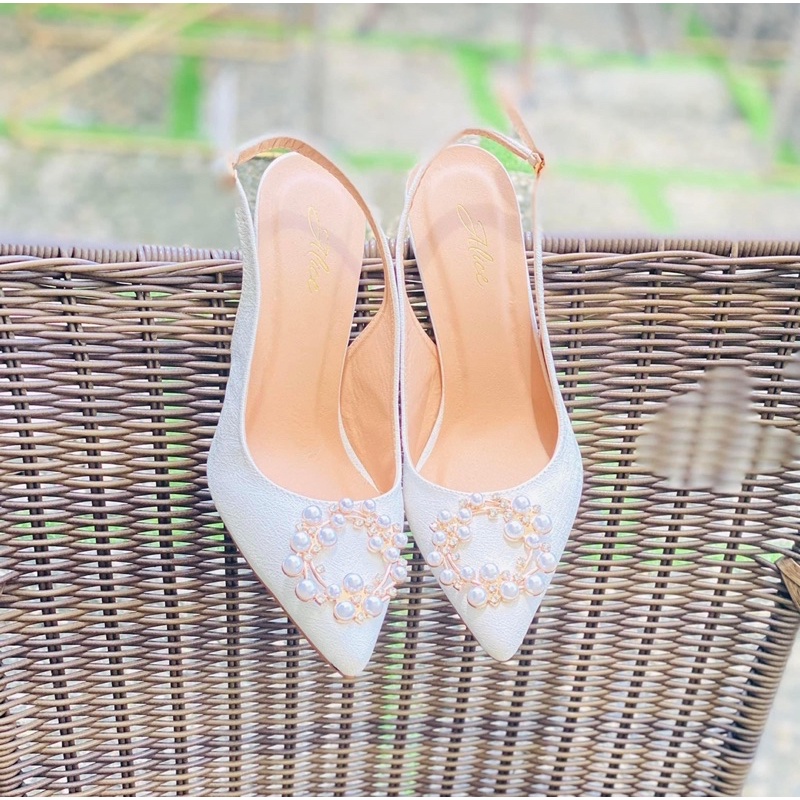 ( Hình Thật ) Giày Dép Cao Gót Mint 9P, 11P Phối Nơ Đá - Hàng VNXK Cao Cấp - Full Size 34-40