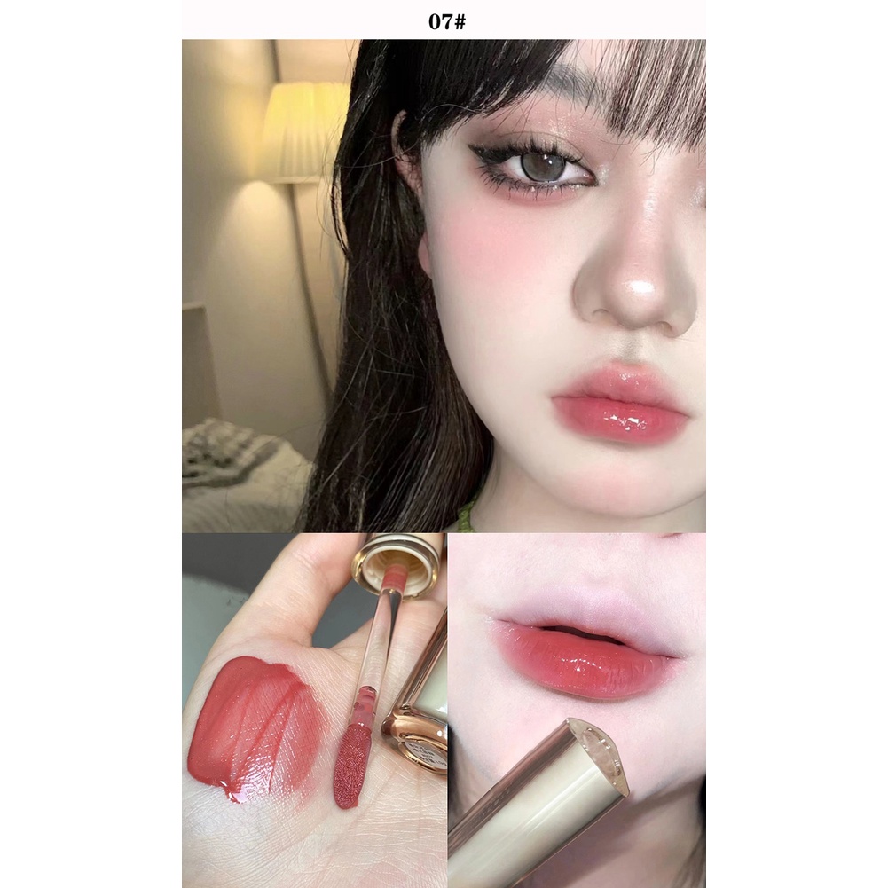 Son bóng gương JULYSTAR Iced Tea Fruity ống thủy tinh ống trong suốt trang điểm lâu trôi