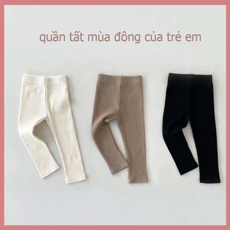 Quần Legging Cotton Mềm Co Giãn Họa Tiết Kẻ Sọc Thời Trang Mùa Đông Cho Bé