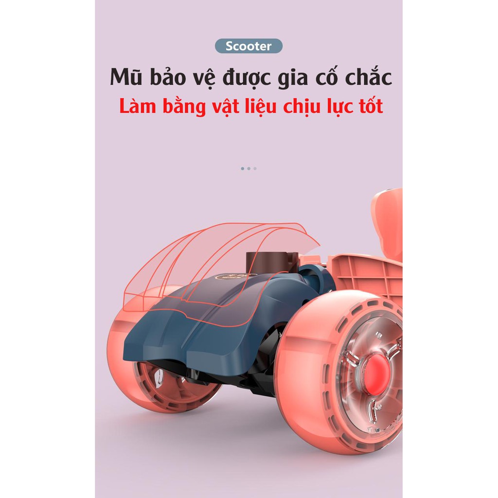 {Bản Cao Cấp nhựa ABS} Xe scooter 3 bánh tự cân bằng, có ghế gấp gọn, có nhạc và đèn chiếu sáng (xanh)