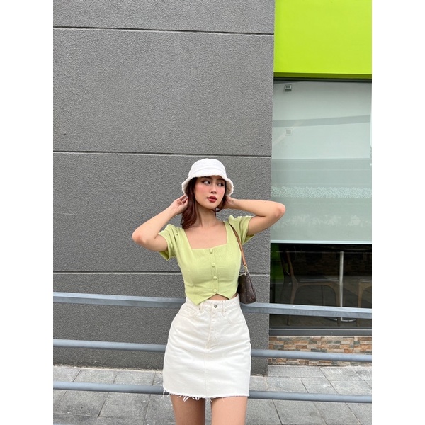 Chân váy Jean trắng chữ A REVERCLOTHINGS White Jean Skirt
